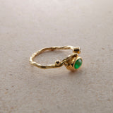 Seafire 18K & 22K Gold Ring w. Emerald & Diamond