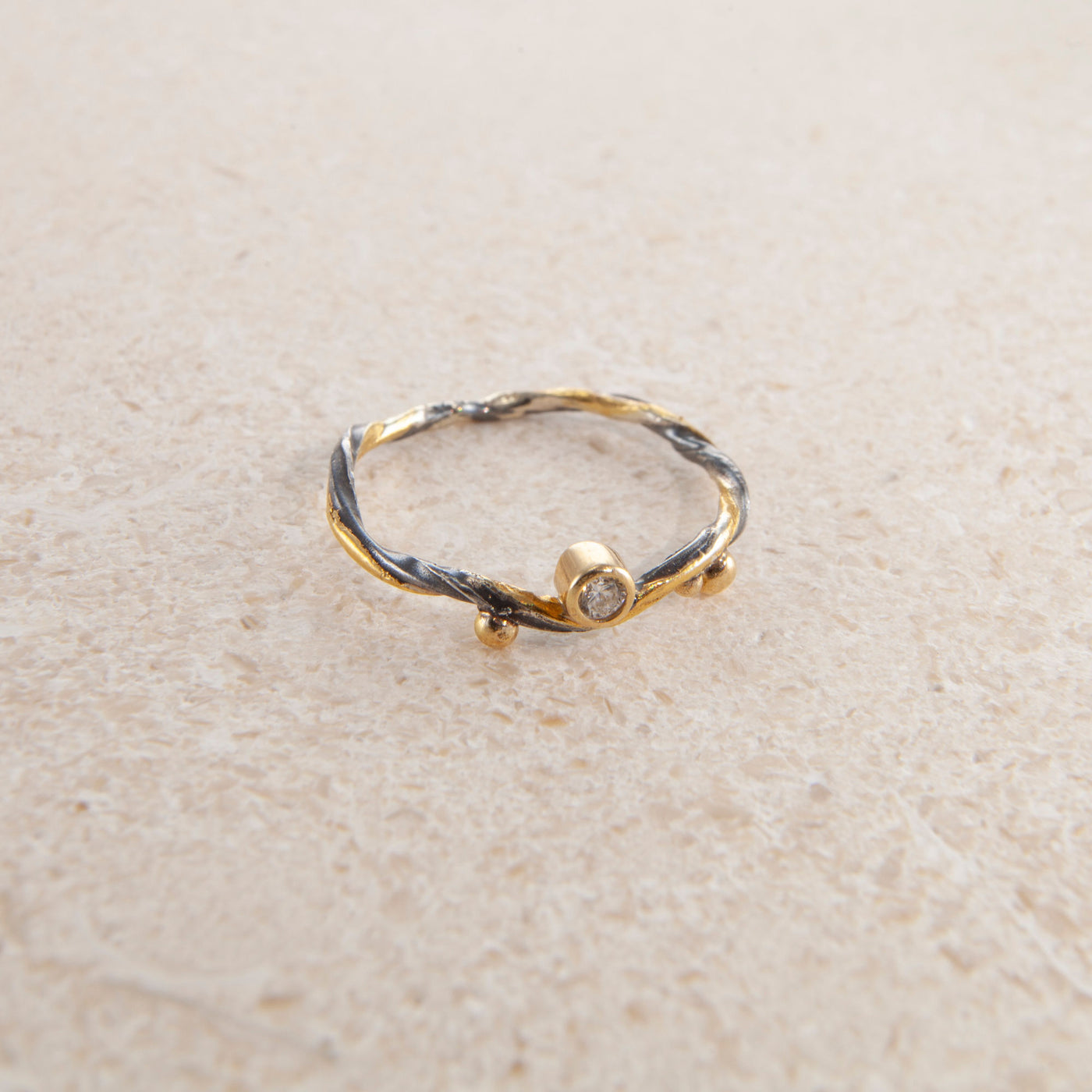 Seafire Gold & Silver Ring w. Diamond, 0.04 ct