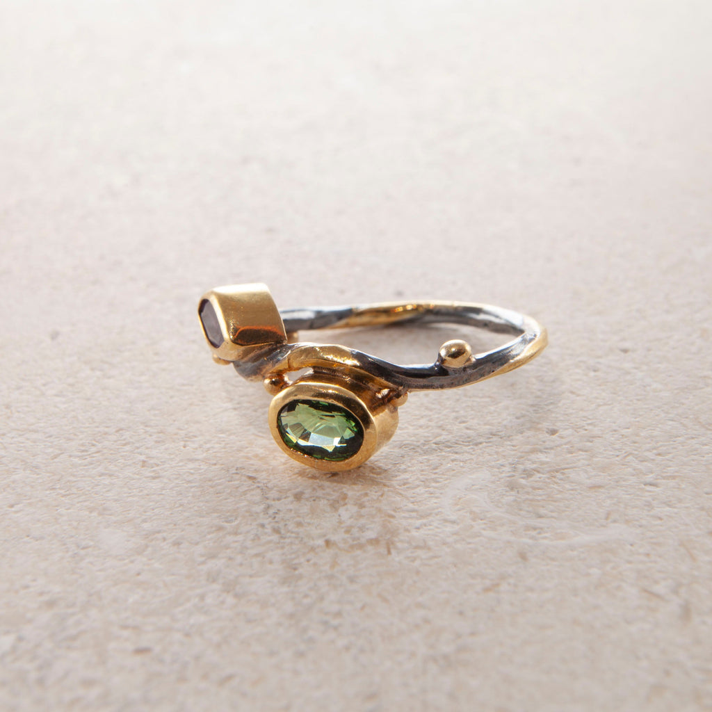 Seafire 18K, 22K & 24K Gold & Silver Ring w. Sapphires