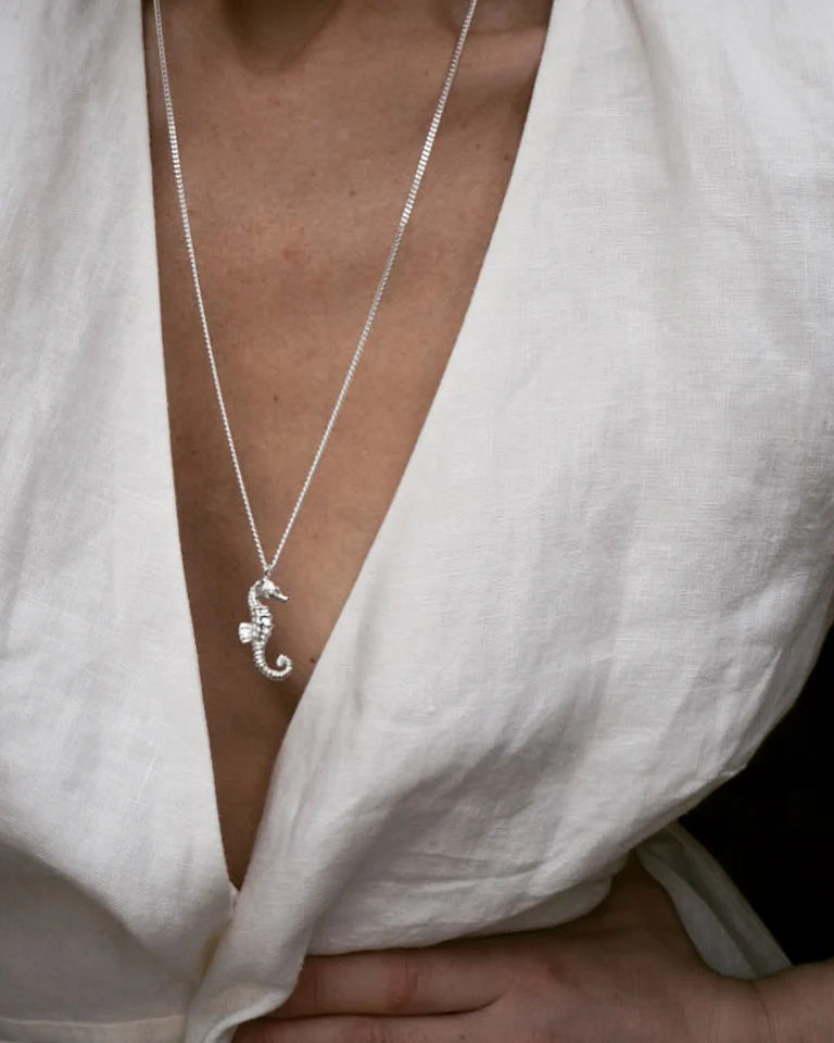 seahorse silver necklace
