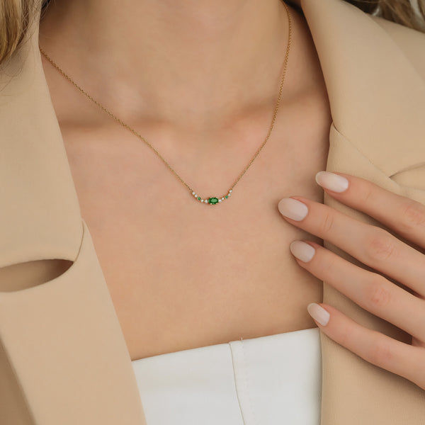 Seraphina Wing 18K Gold Necklace w. Emeralds & Diamonds