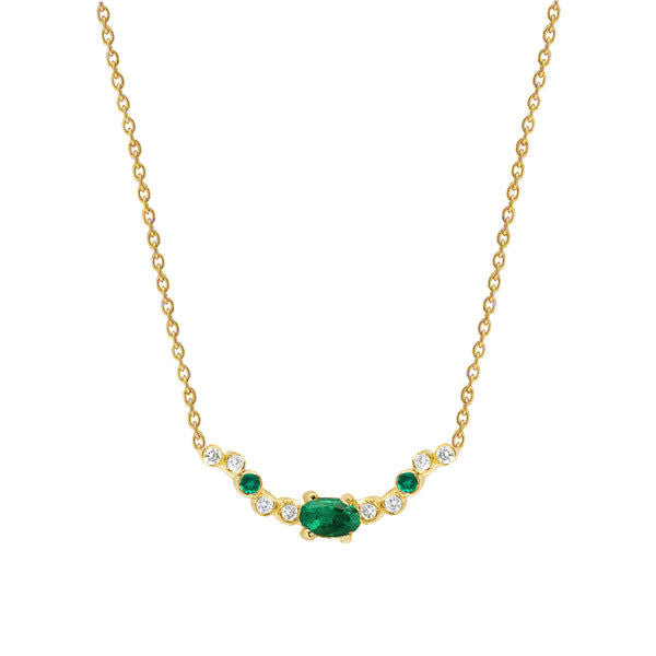 Seraphina Wing 18K Gold Necklace w. Emeralds & Diamonds
