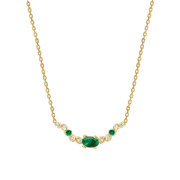 Seraphina Wing 18K Guld Halskæde m. Smaragd & Diamanter