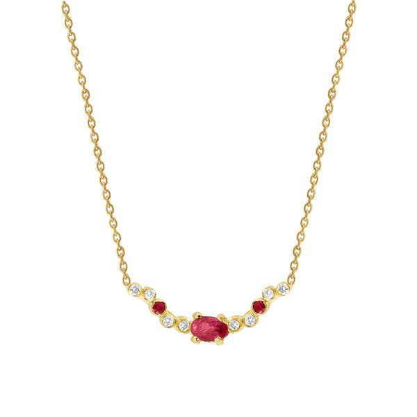 Seraphina Wing 18K Gold Necklace w. Rubies & Diamonds
