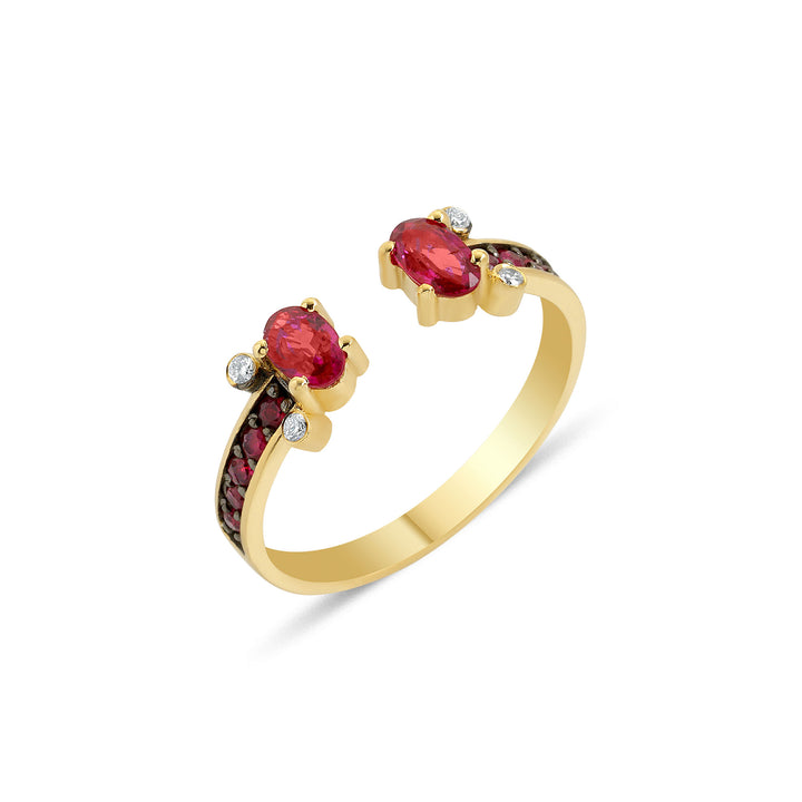 Seraphina Angel 18K Gold Ring w. Rubies & Diamonds