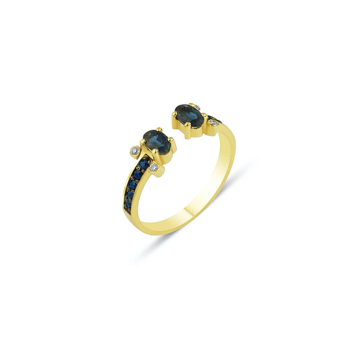 Seraphina Angel 18K Gold Ring w. Sapphire & Diamonds