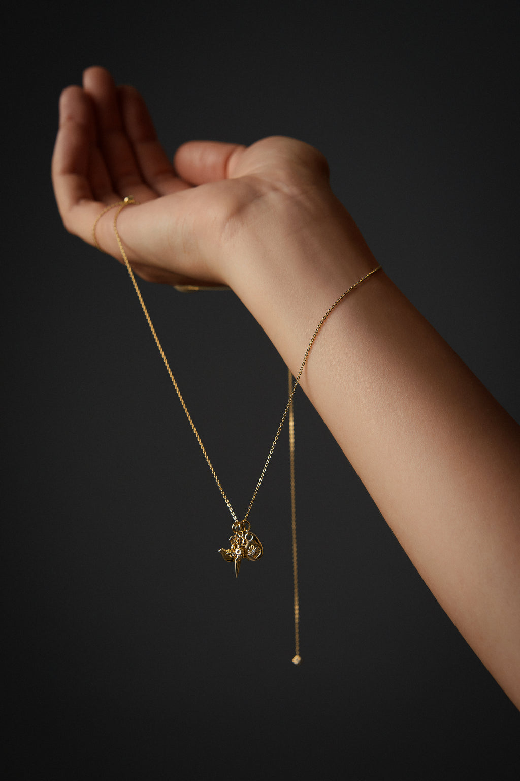 Laughing Skull Phurpa 18K Gold Pendant w. Diamond