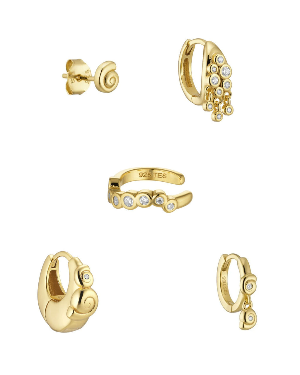 Shelly 18K Gold Plated Earrings w. Zirconia Party Box