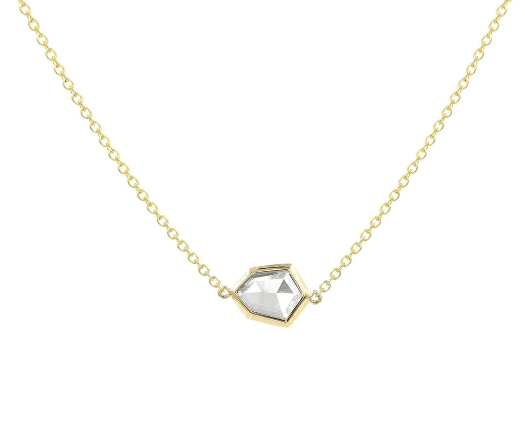Shield 14K Gold Necklace w. Topaz