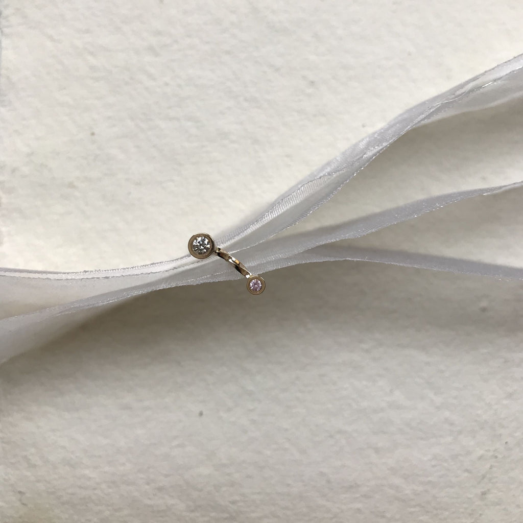 SHOOTING STAR 14K Gold Stud w. Diamond & Sapphire