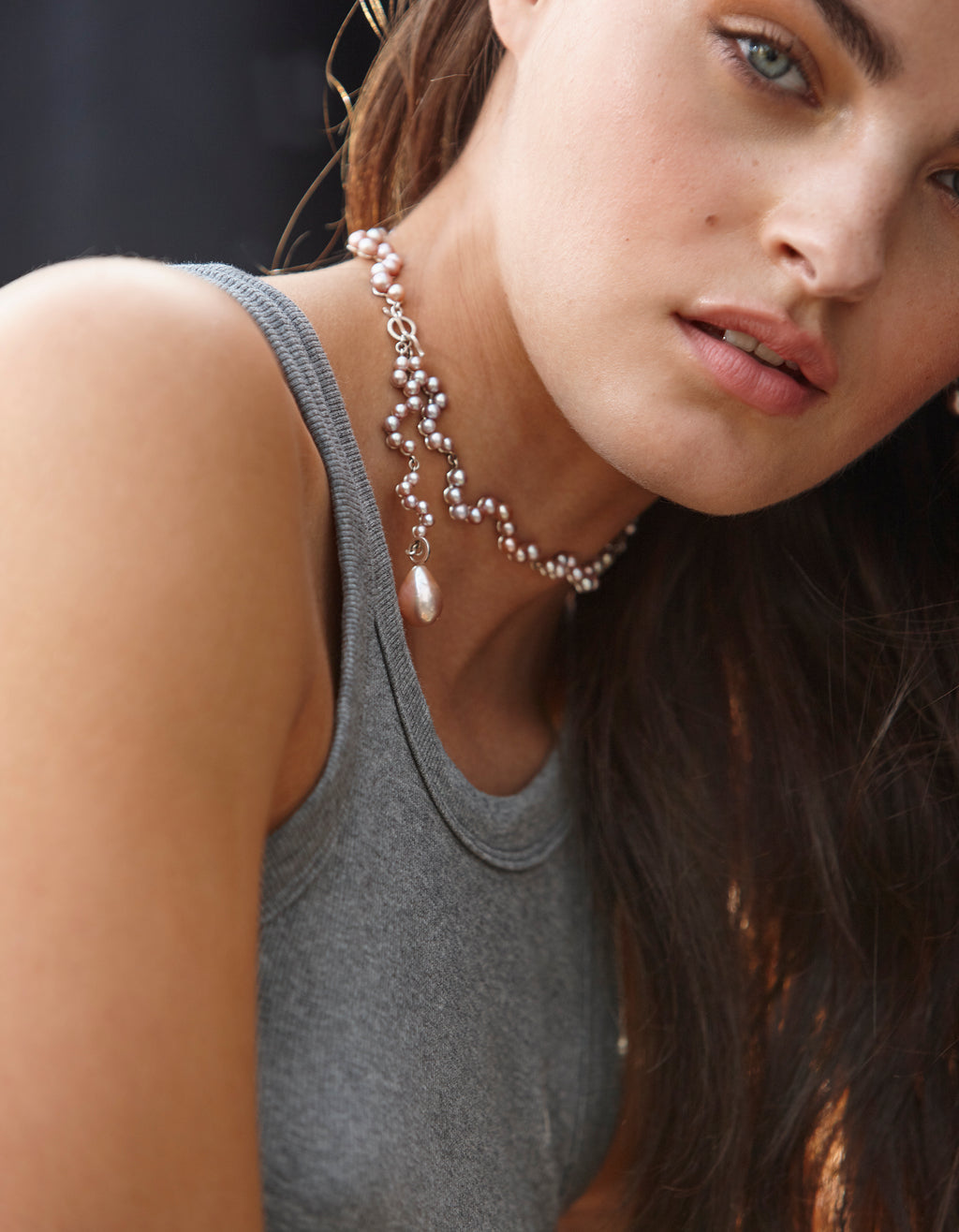 Multi Function Silver Necklace w. Pearls