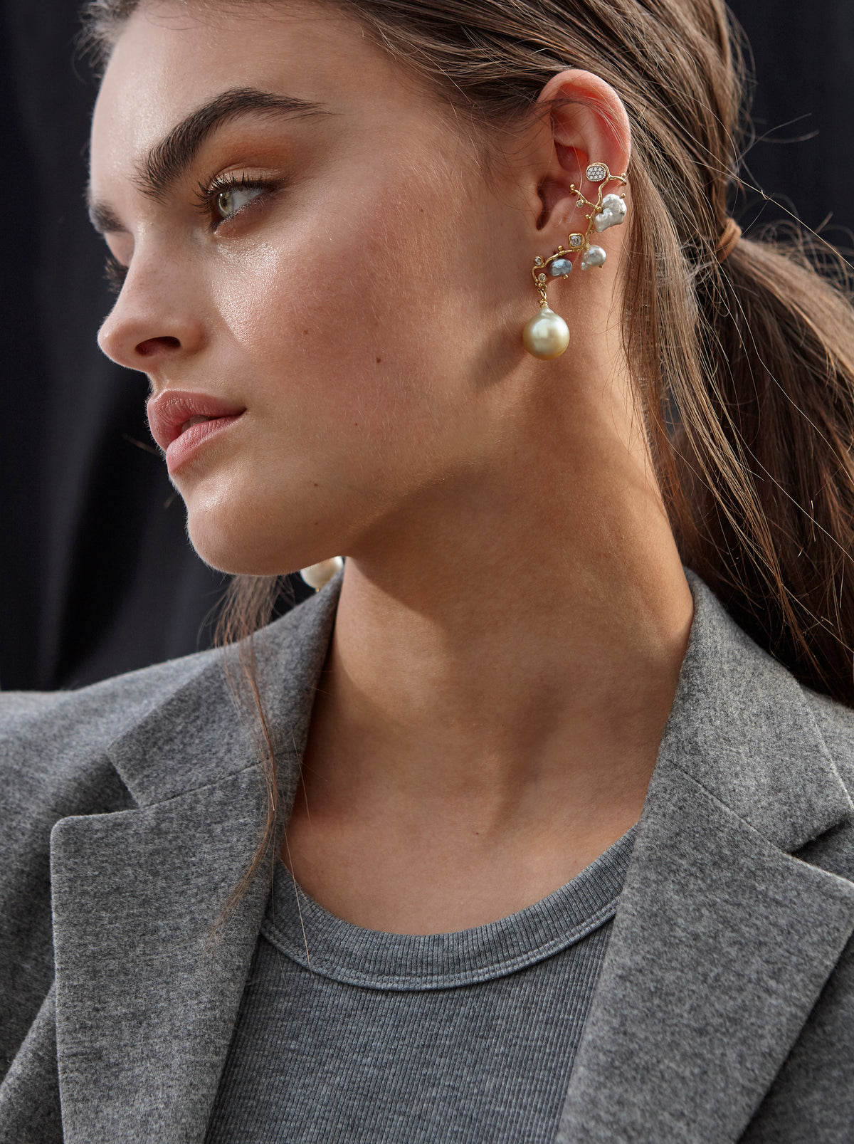 Filuka Ohrring aus 18K Gold I Diamant & Perlen