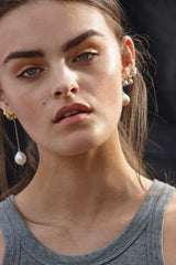 Filuka 18K Guld Ørering m. Diamanter & Perler