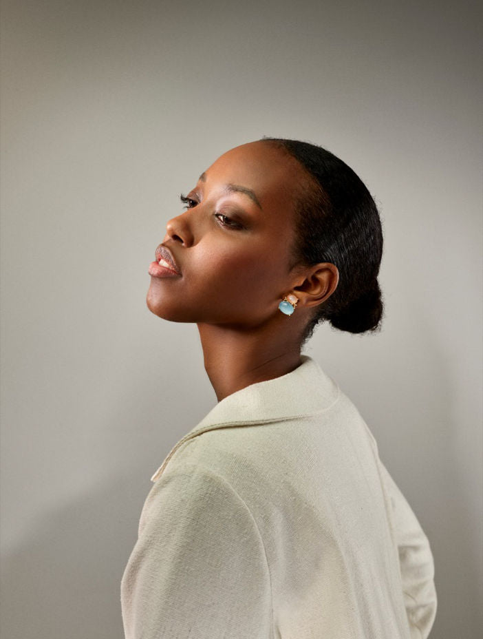 BoHo 18K Gold Earrings w. Diamonds, Moonstones & Aquamarines