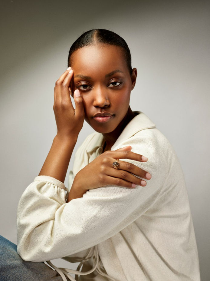 BoHo 18K Gold Ring w. Moonstone & Diamonds