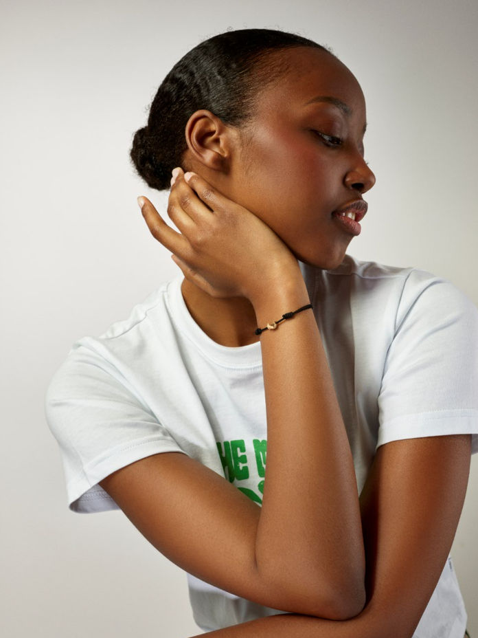 Snakes Mini 18K Gold Pendant w. Black String