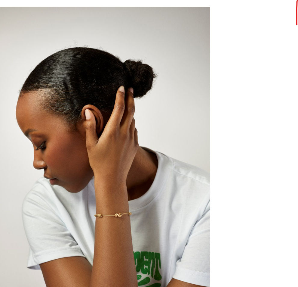 Snakes Mini 18K Gold Pendant w. Beige String