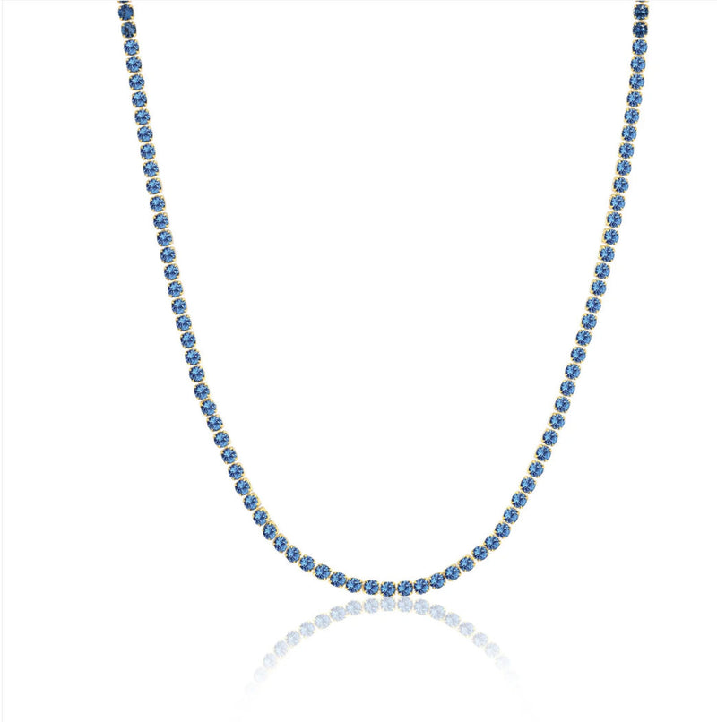 Ellera Grande 18K Gold Plated Necklace w. Blue Zirconias
