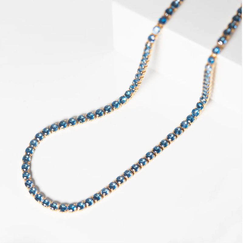 Ellera Grande 18K Gold Plated Necklace w. Blue Zirconias
