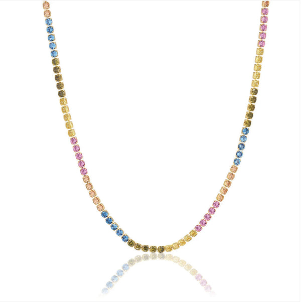 Ellera Grande 18K Gold Plated Necklace w. Colored Zirconias
