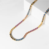 Ellera Grande 18K Gold Plated Necklace w. Colored Zirconias