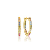 Ellisse Piccolo 18K Gold Plated Hoops w. Colored Zirconias