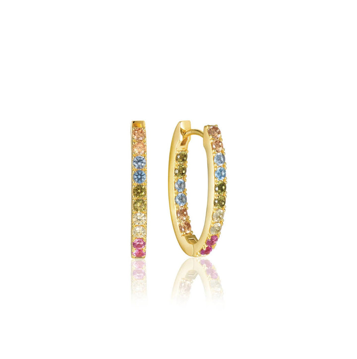 Ellisse Piccolo 18K Gold Plated Hoops w. Colored Zirconias