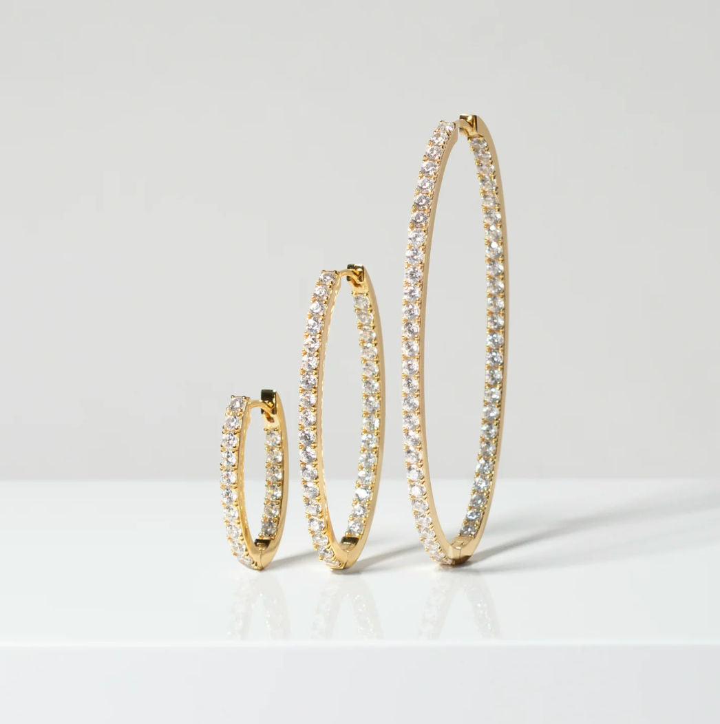 Ellisse Grande 18K Forgyldte Hoops m. Farvede Zirkoner