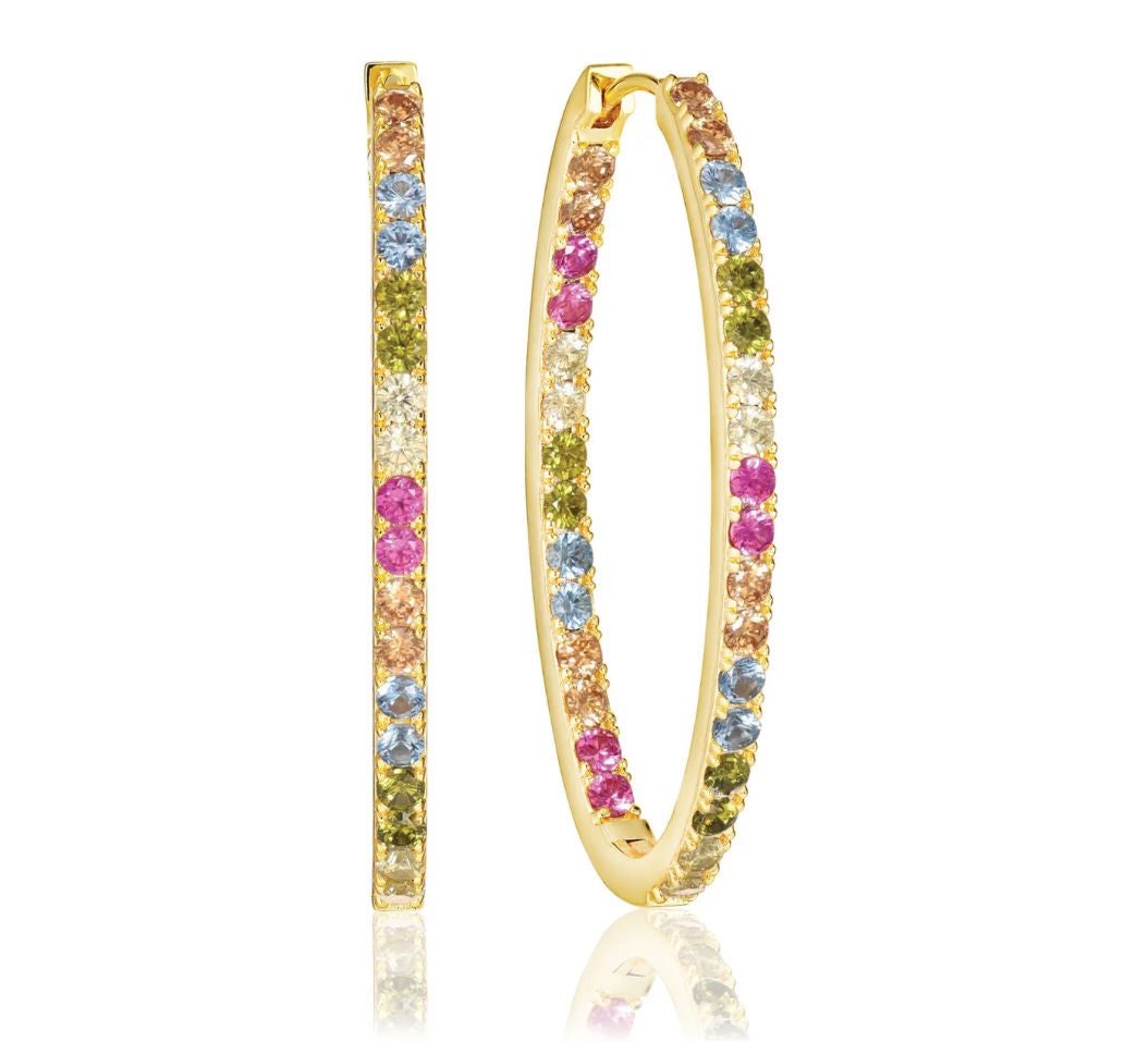 Ellisse Medio 18K Forgyldte Hoops m. Farvede Zirkoner