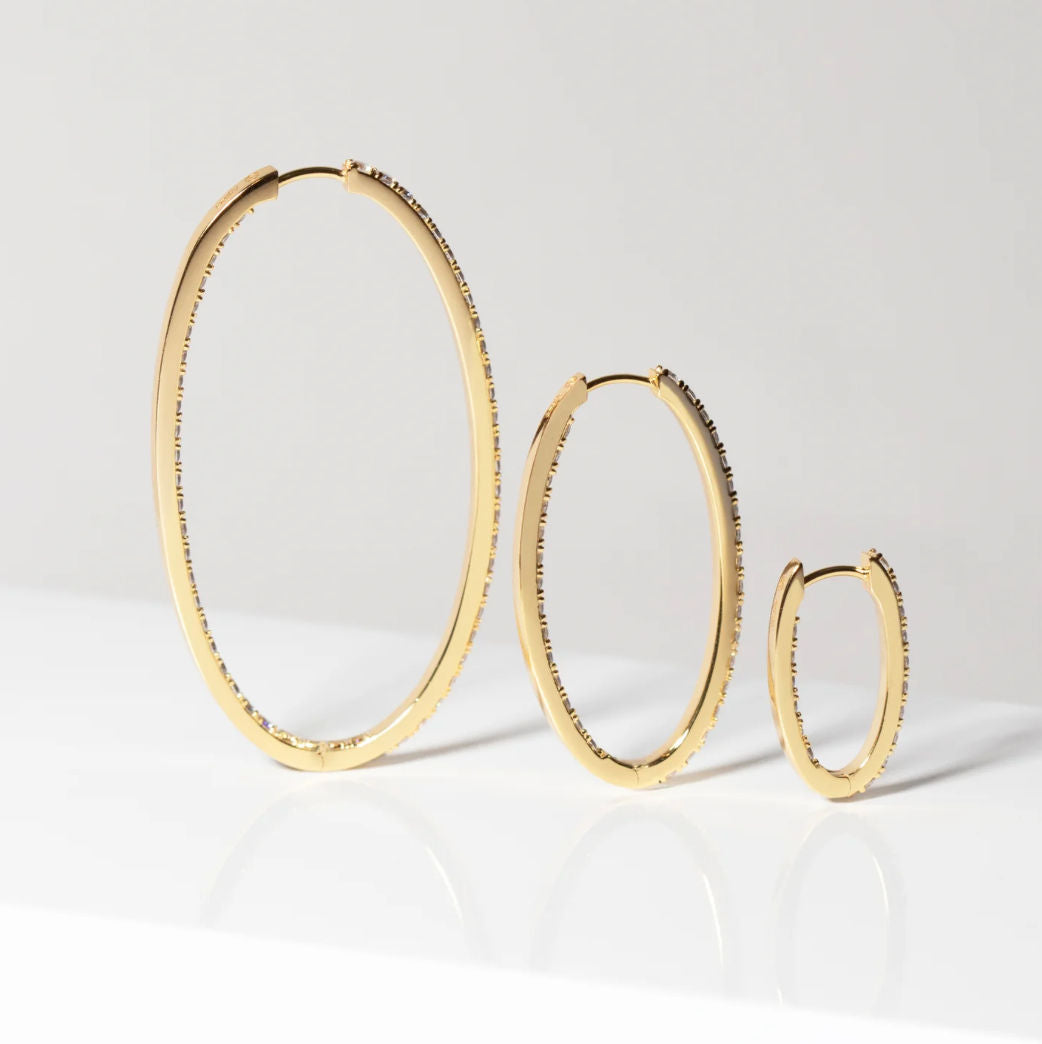 Ellisse Grande 18K Forgyldte Hoops m. Farvede Zirkoner