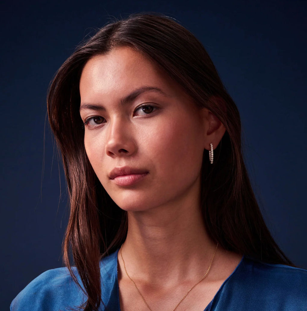 Ellisse Piccolo 18K Gold Plated Hoops w. Zirconias