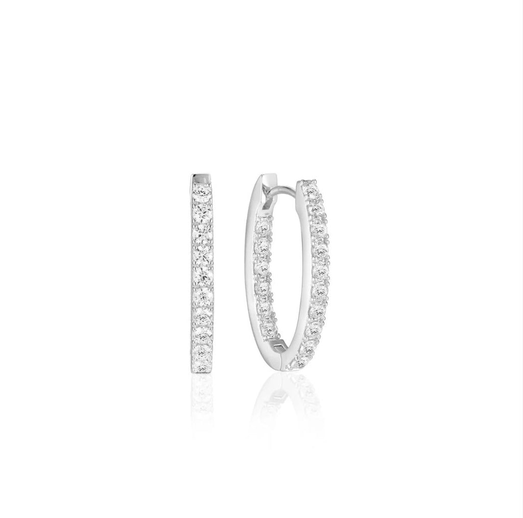 Ellisse Piccolo Silver Hoops w. Zirconias