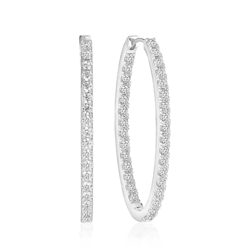 Ellisse Medio Silver Hoops w. Zirconias