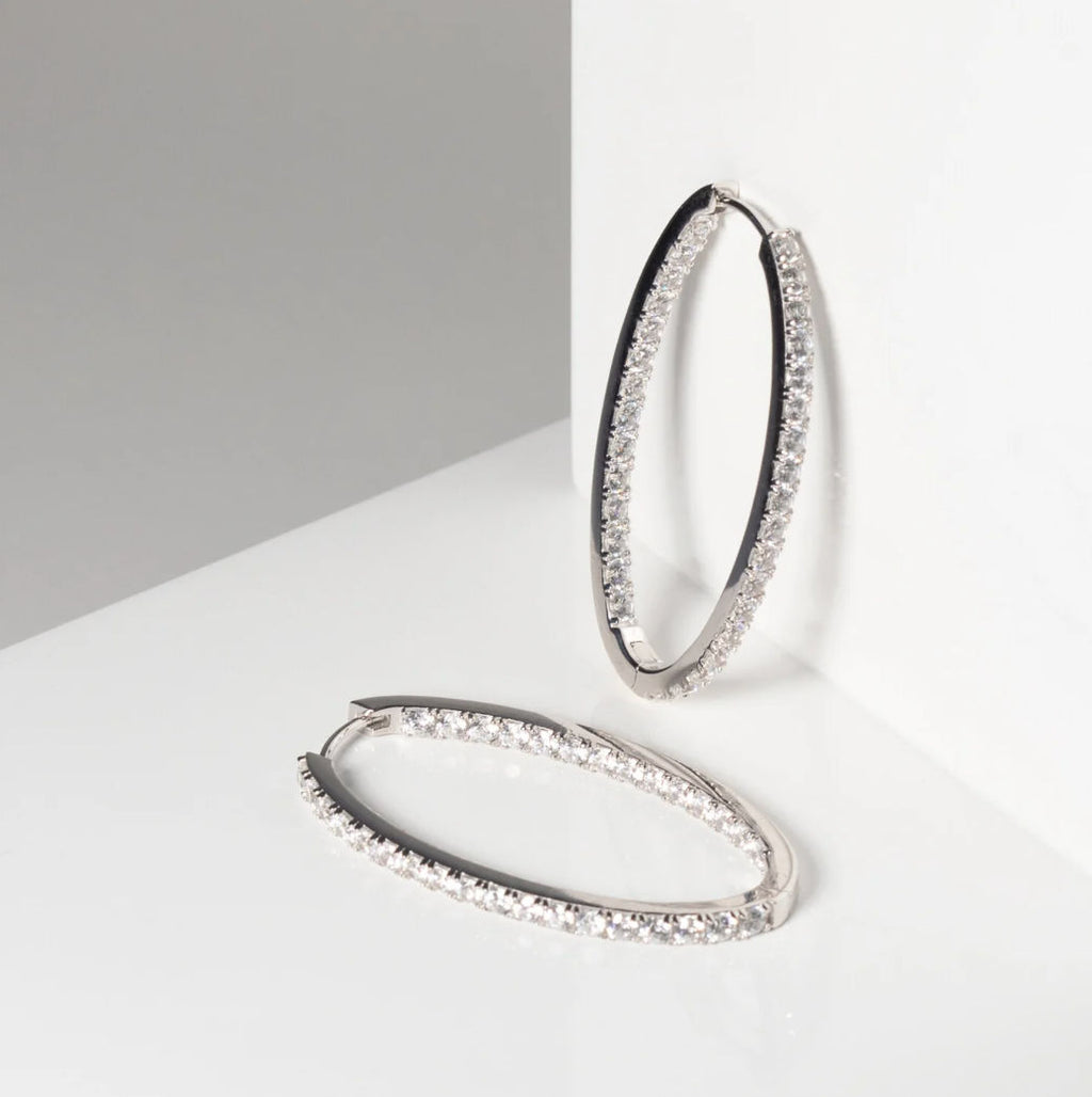 Ellisse Medio Silver Hoops w. Zirconias