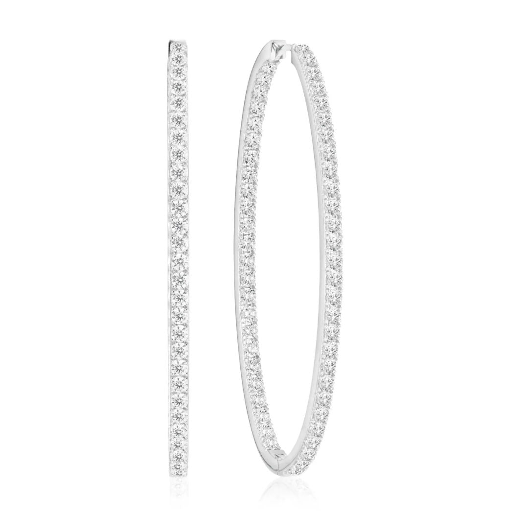 Ellisse Grande Silver Hoops w. Zirconias