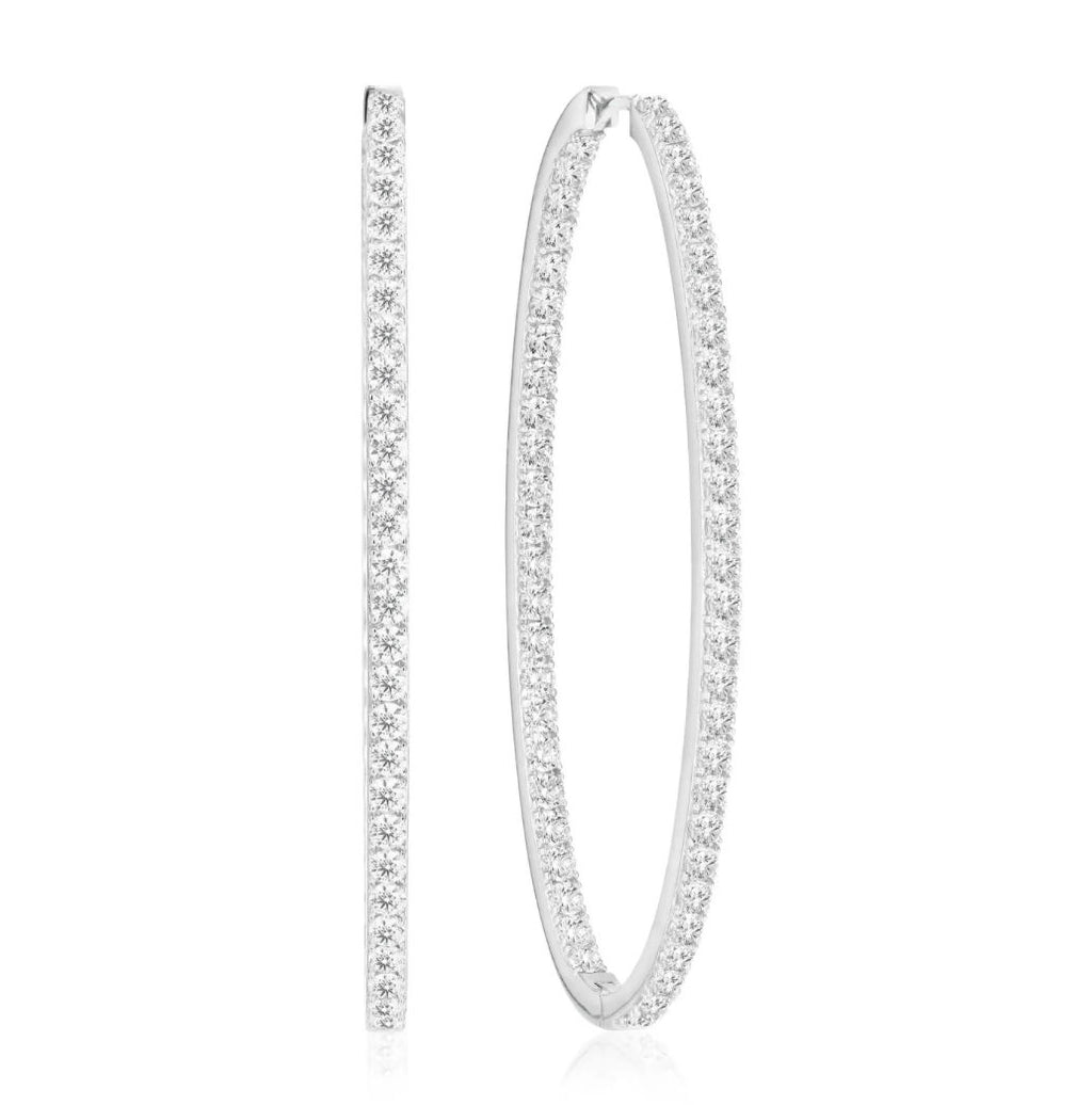Ellisse Grande Silver Hoops w. Zirconias