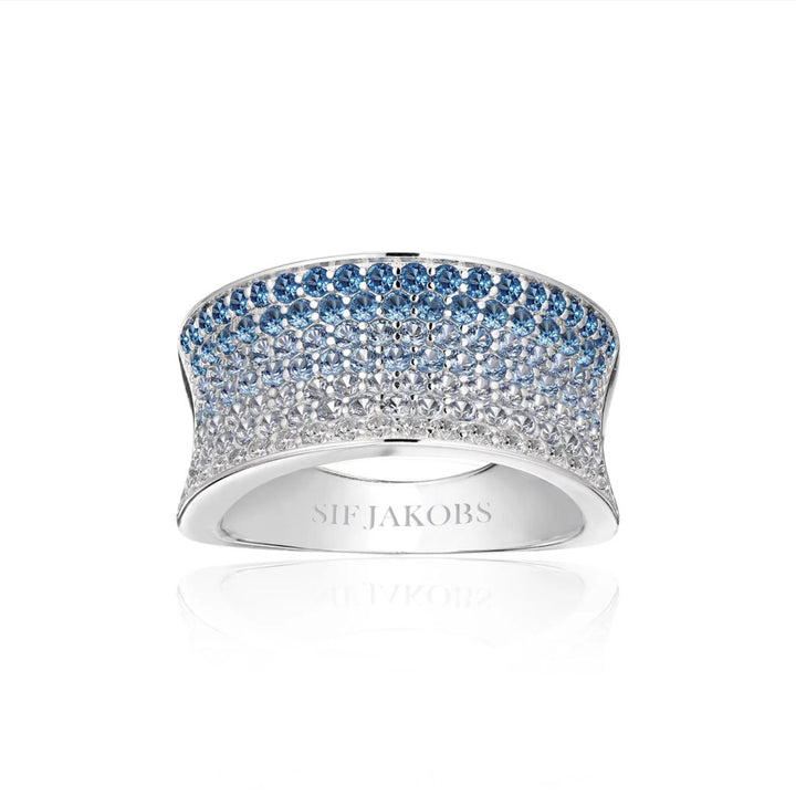 Felline Concavo Silver Ring w. Blue Zirconias