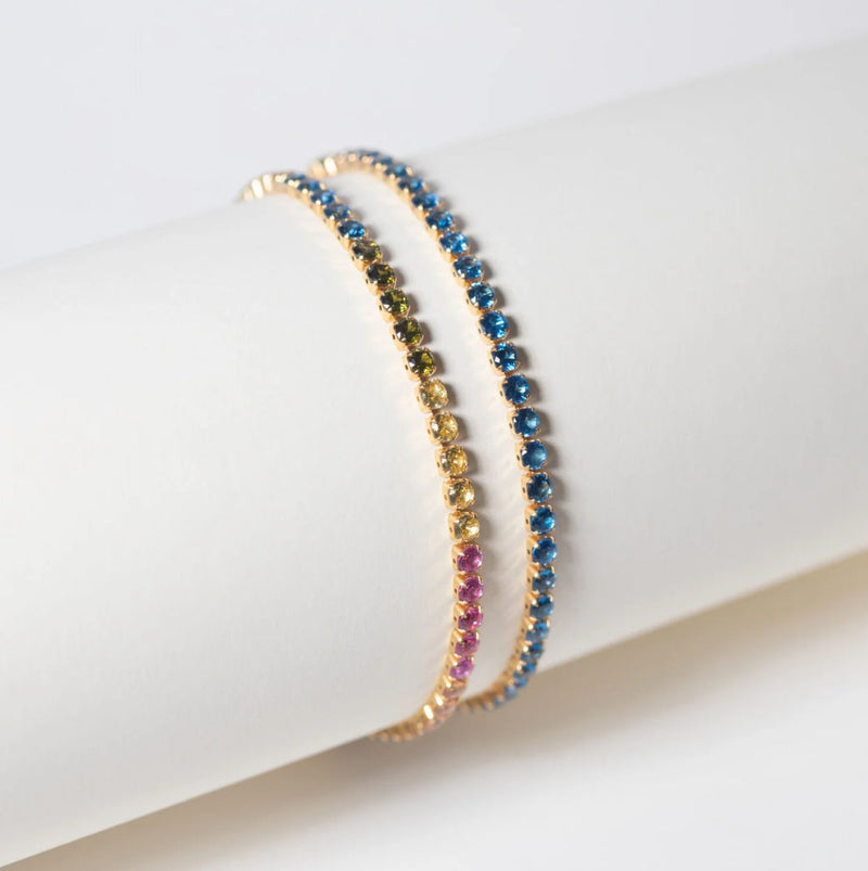 Ellera Grande 18K Gold Plated Bracelet w. Blue Zirconias