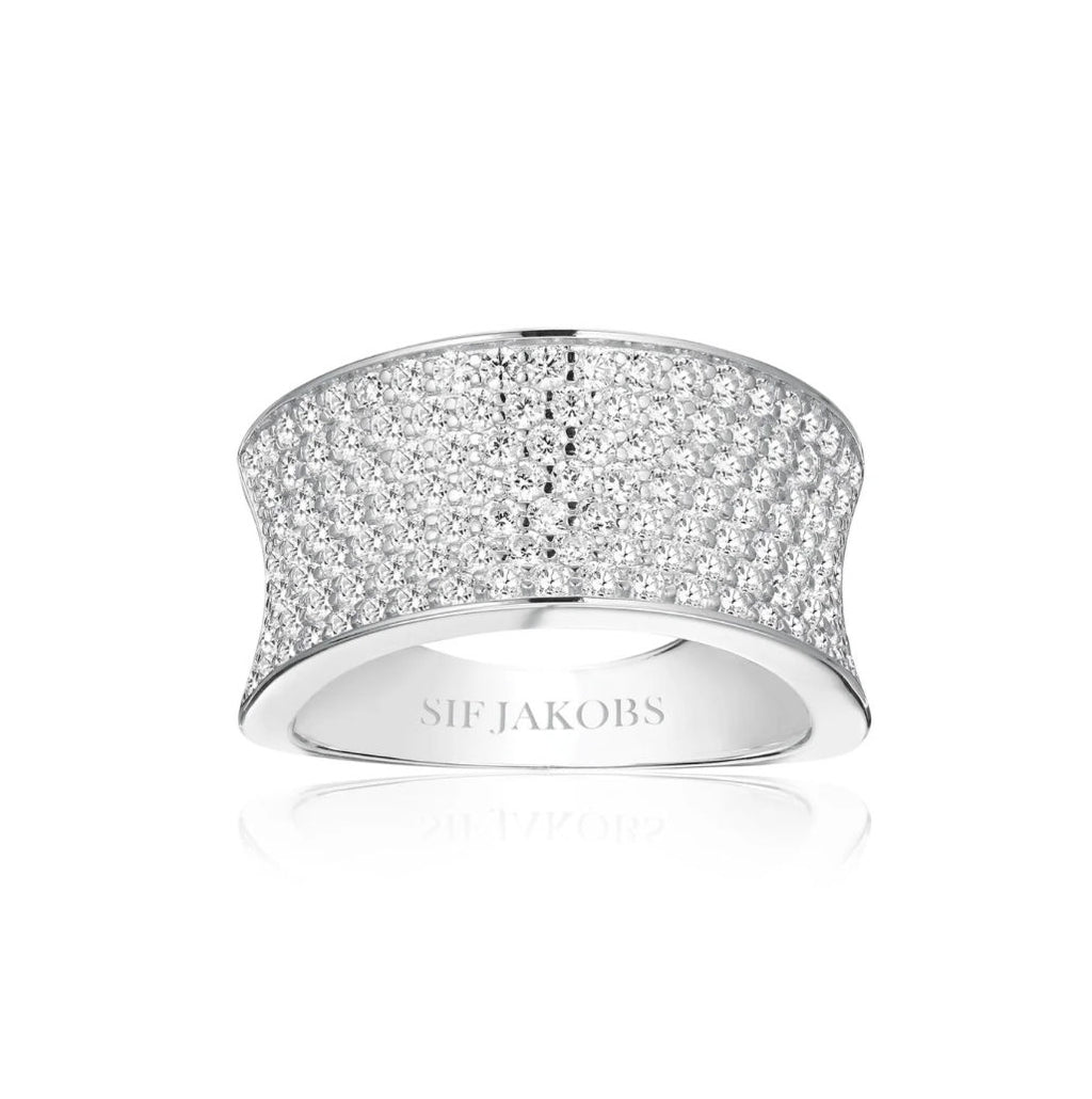 Felline Concavo Silver Ring w. Zirconias