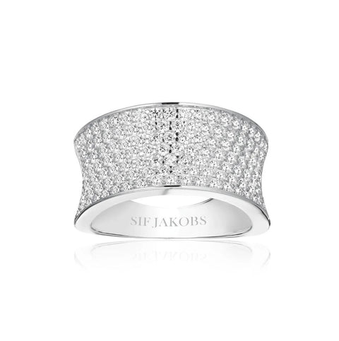 Sif Jakobs Jewellery Felline Concavo Silver Ring Zirconias