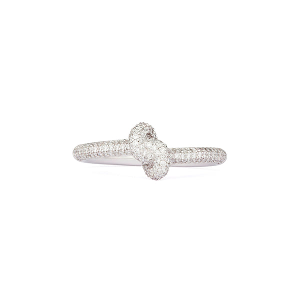Legacy Knot Mini (Slim) 18K Hvidguld Ring m. Diamanter