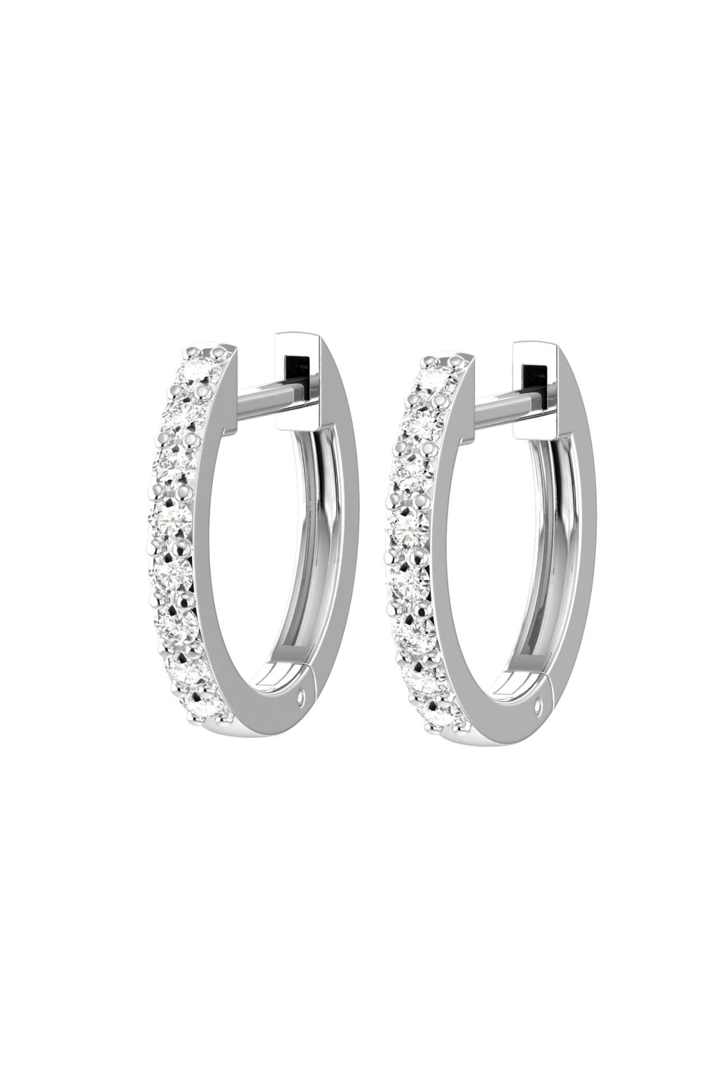 Small Line 18K White Gold Hoop w. Lab-Grown Diamonds