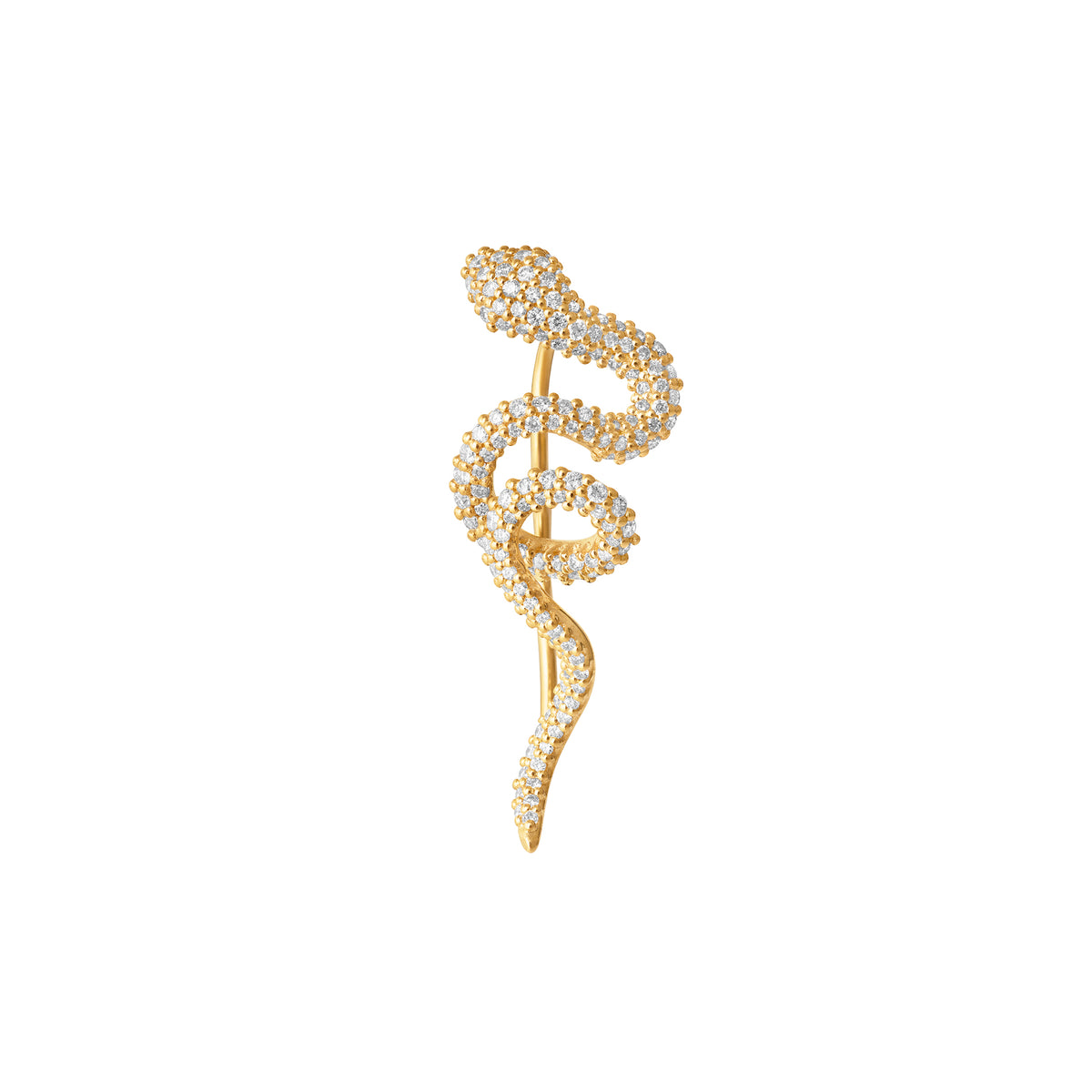 Snakes Crawler Pavé 18K Gold Earring w. Diamonds
