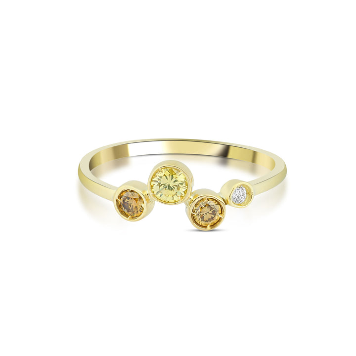Sonia Wave 18K Gold Ring w. Diamonds