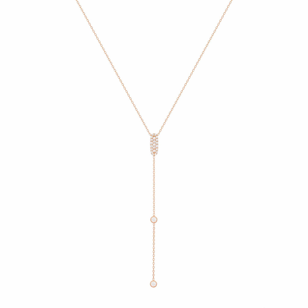 Sparkly Sparkly Lariat 18K Rose Gold Necklace w. Diamonds