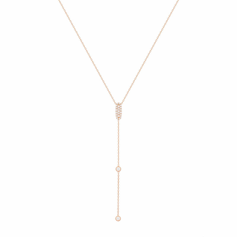 Sparkly Sparkly Lariat 18K Rosegold Necklace w. Diamonds