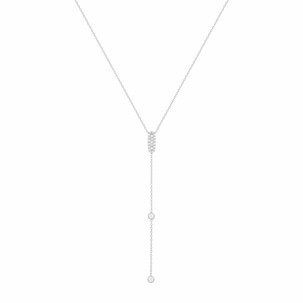 Sparkly Sparkly Lariat 18K White Gold Necklace w. Diamonds