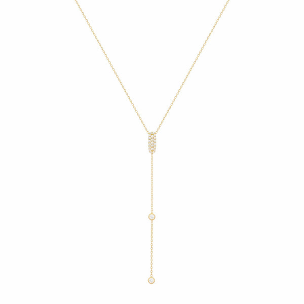Sparkly Sparkly Lariat 18K Gold Necklace w. Diamonds