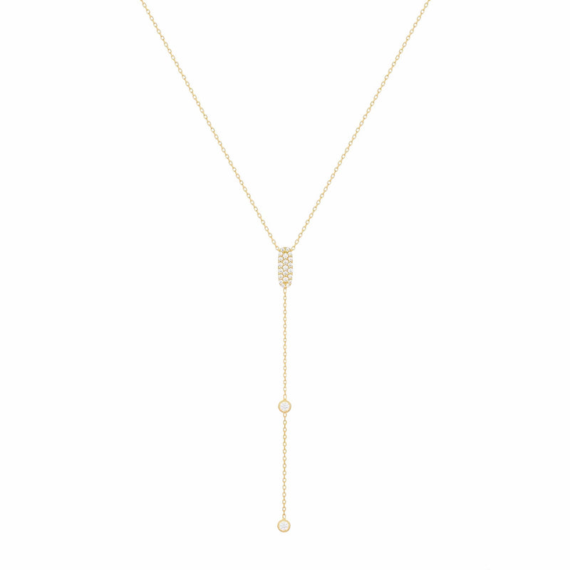Sparkly Sparkly Lariat 18K Gold Necklace w. Diamonds