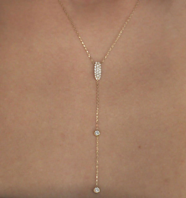 Alexa Fine Jewelry | Sparkly Sparkly Lariat 18K Guld Halskæde m. Diamanter